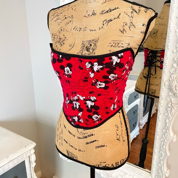 New York Couture Reworked Classic MICKEY MOUSE Boned Corset Crop Top - Picture 3 of 5